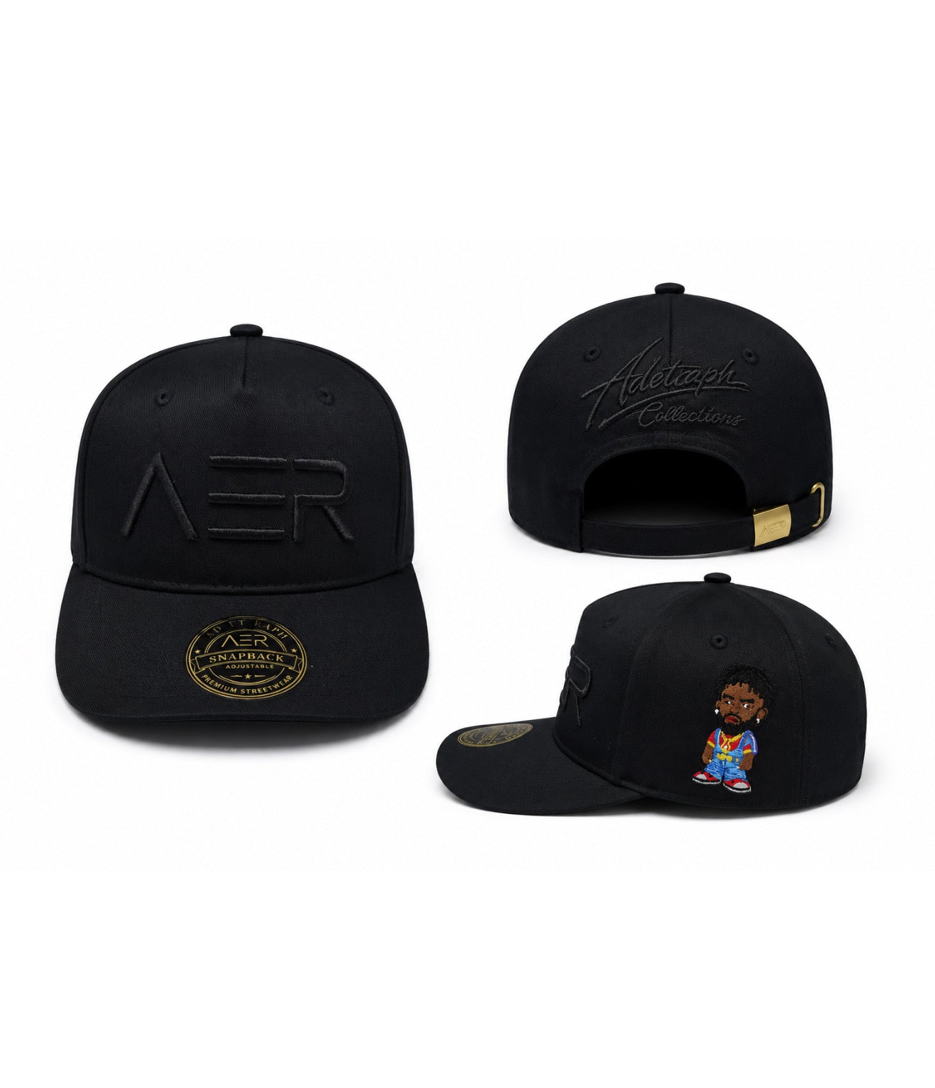 AER SnapBack Caps | Black Color