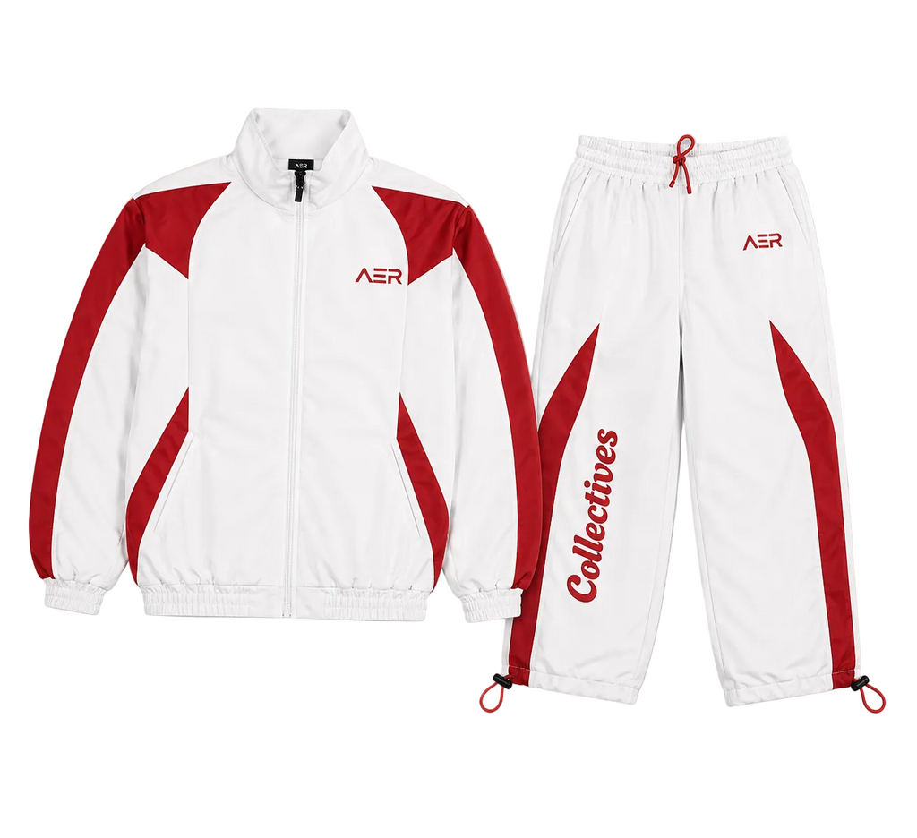 AER Premium Oversized Tracksuit – Red & White