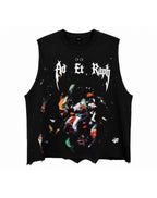 Distressed Artist Muscle Tee – Black
