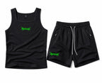 AER Ribbed Tank & Athletic Shorts Set – Black | White