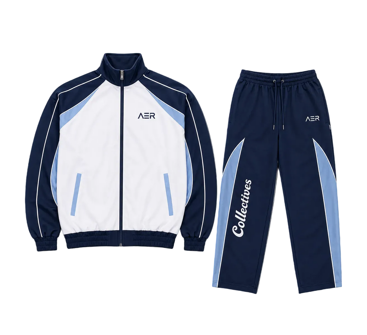 AER Premium Oversized Tracksuit – Navy Blue & White