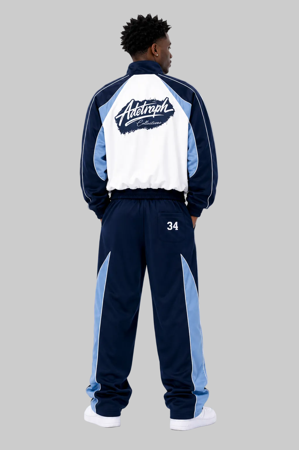 AER Premium Oversized Tracksuit – Navy Blue & White